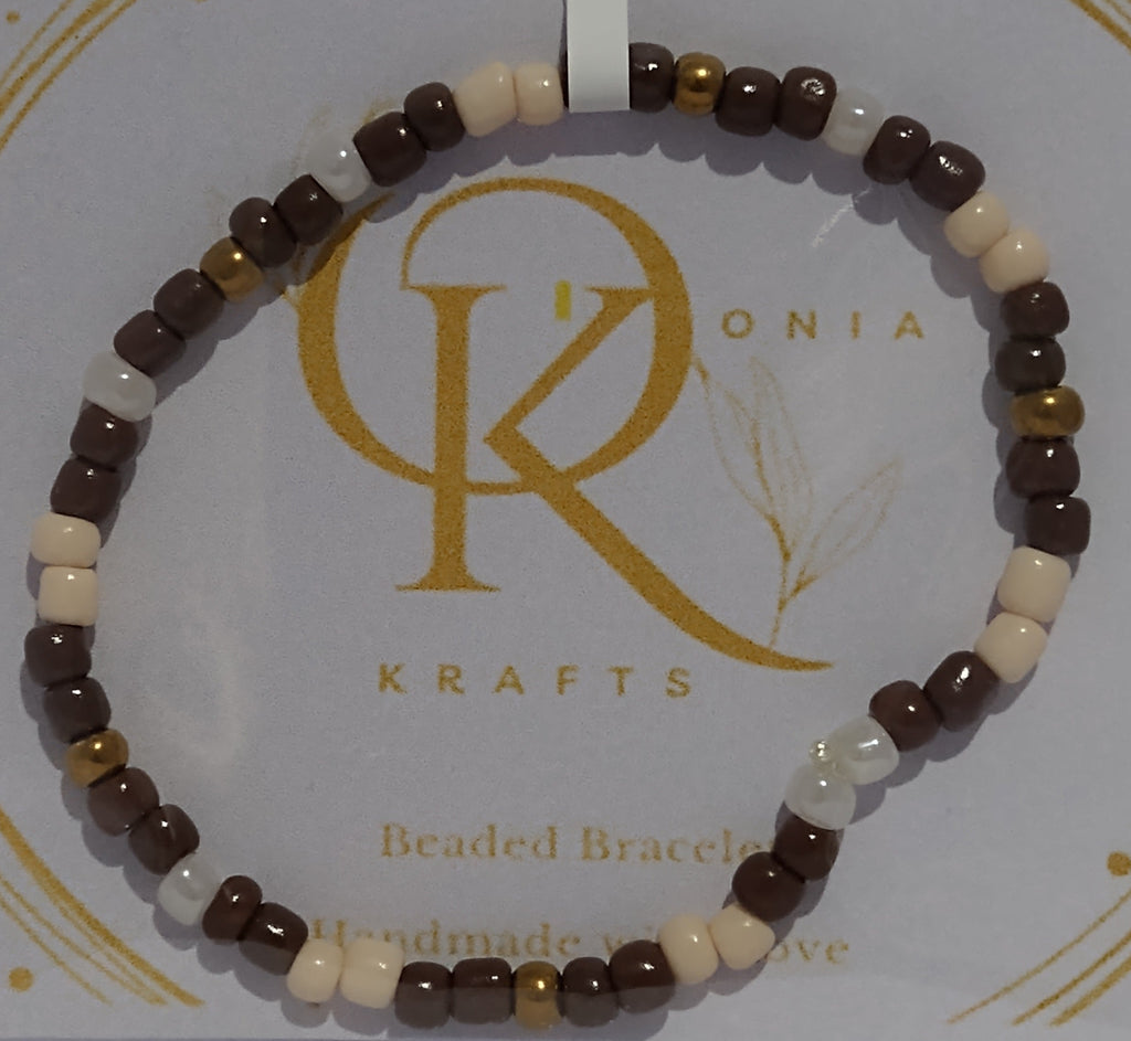 Dark Sandshade, Beaded Bracelet: w/Turtle Charm  (Pair)