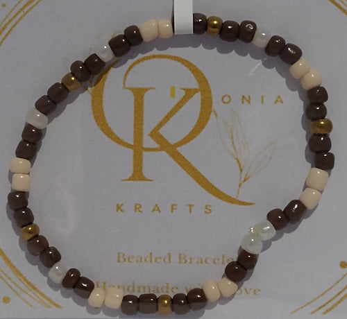 Dark Sandshade, Beaded Bracelet: w/Turtle Charm  (Pair)