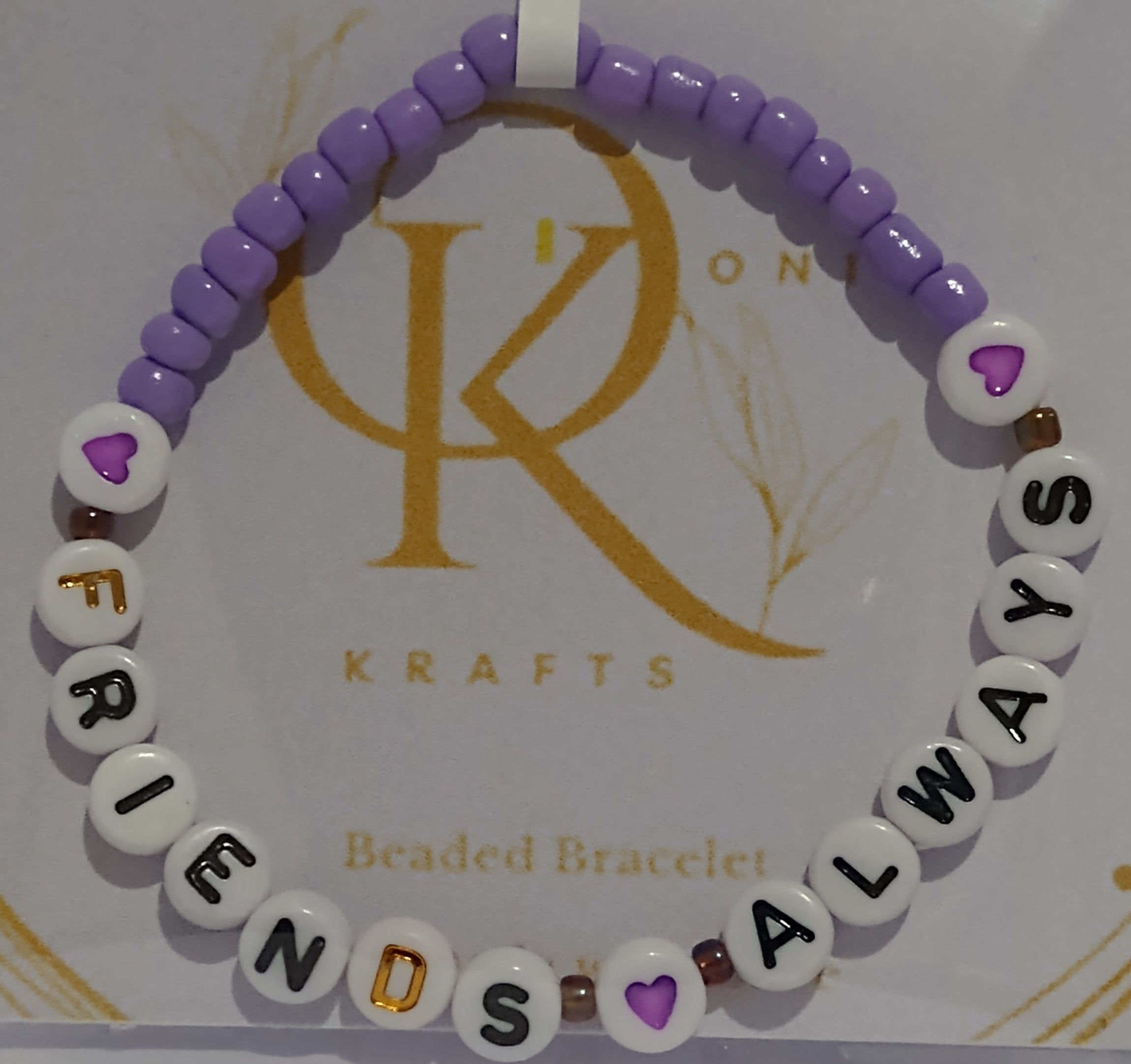 Friends Always (Dark Purple & Lilac) Beaded Bracelet (Pair)