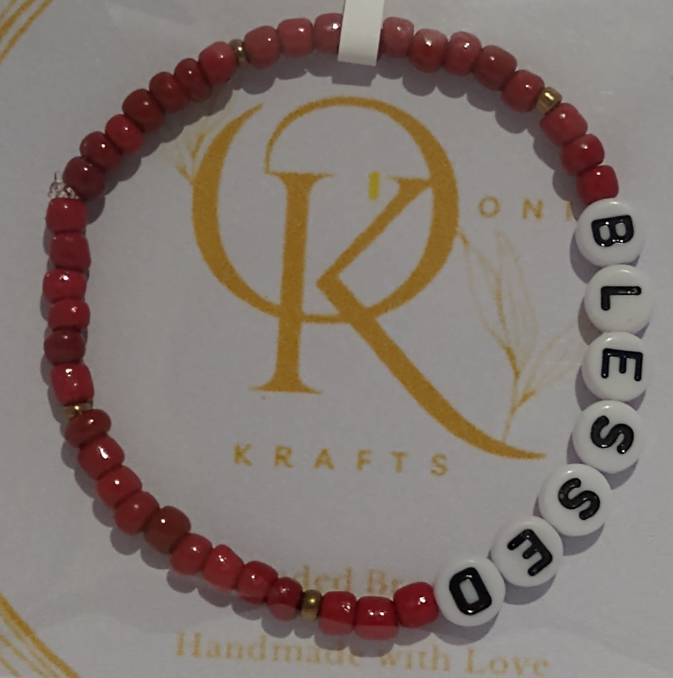 Worded, Blessed (Maroon) Beaded Bracelet (Single)