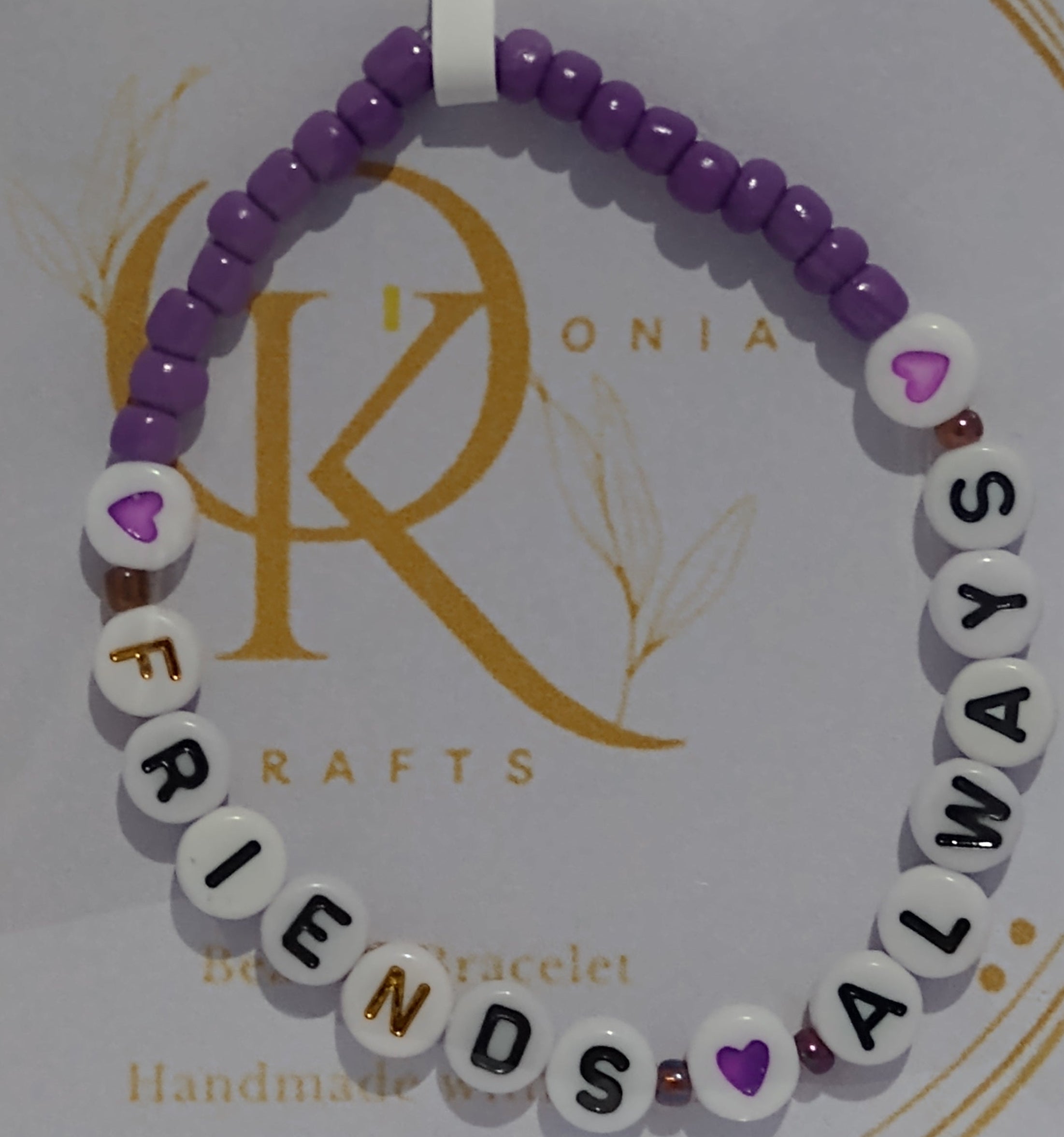 Friends Always (Dark Purple & Lilac) Beaded Bracelet (Pair)