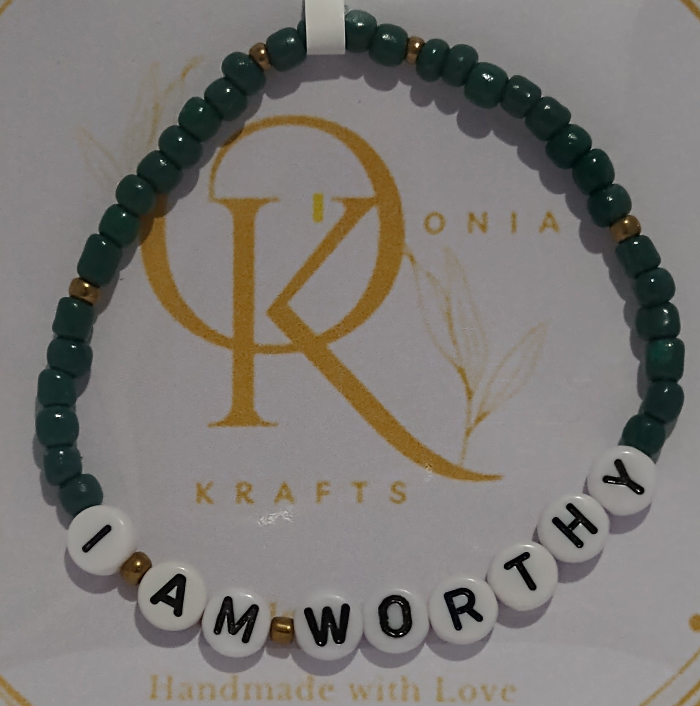 I Am Worthy (Emerald Green) Beaded Bracelet (Single)