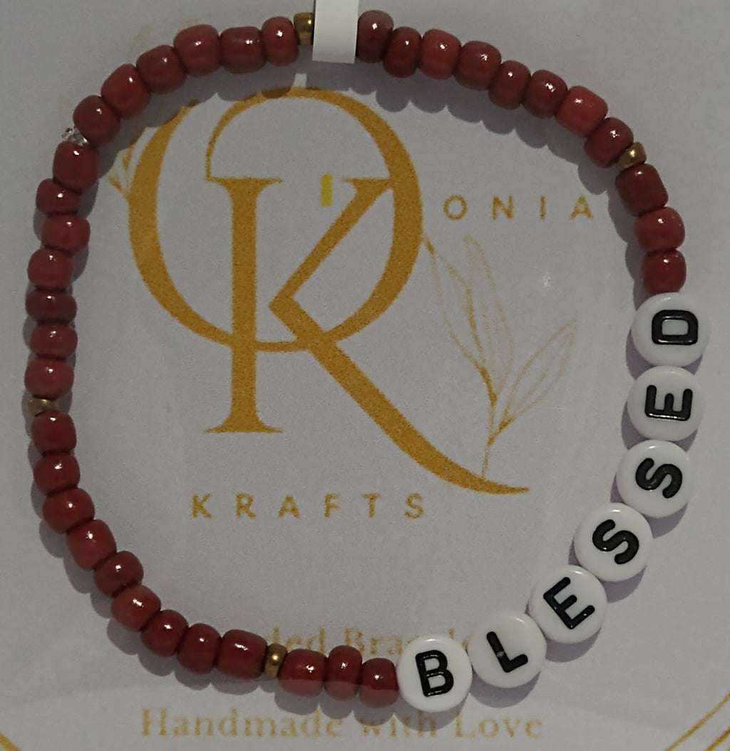 Worded, Blessed (Dark Brown) Beaded Bracelet (Single)
