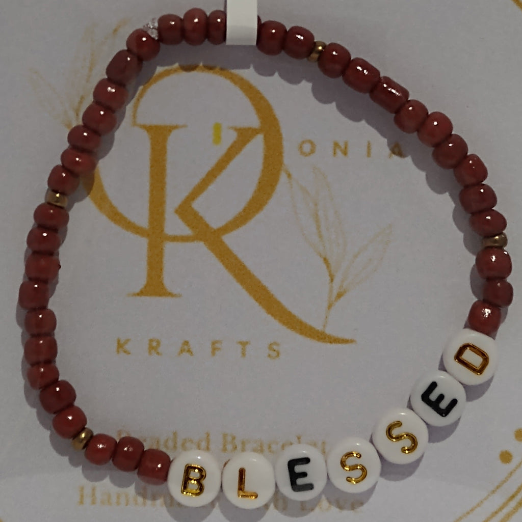 Worded, Blessed (Dark Brown 2) Beaded Bracelet (Single)