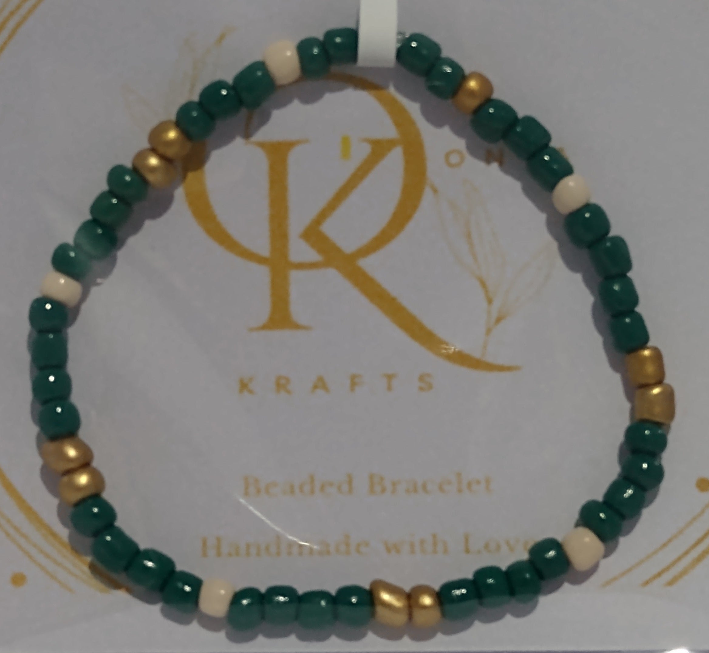 The Green One, Beaded Bracelet (Pair)