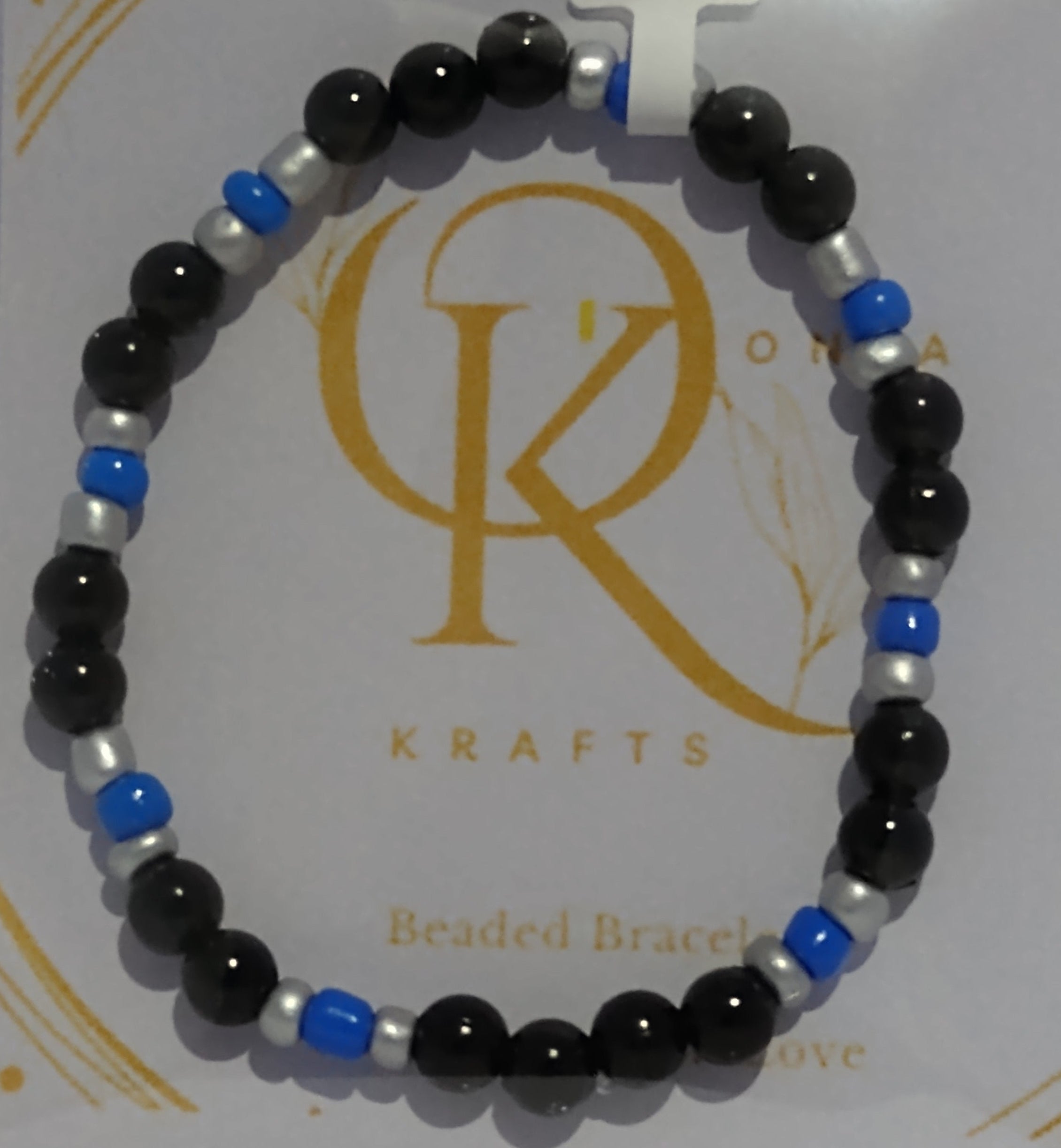 Blue Tone, Imitation Pearl mix Beaded Bracelet (Pair)