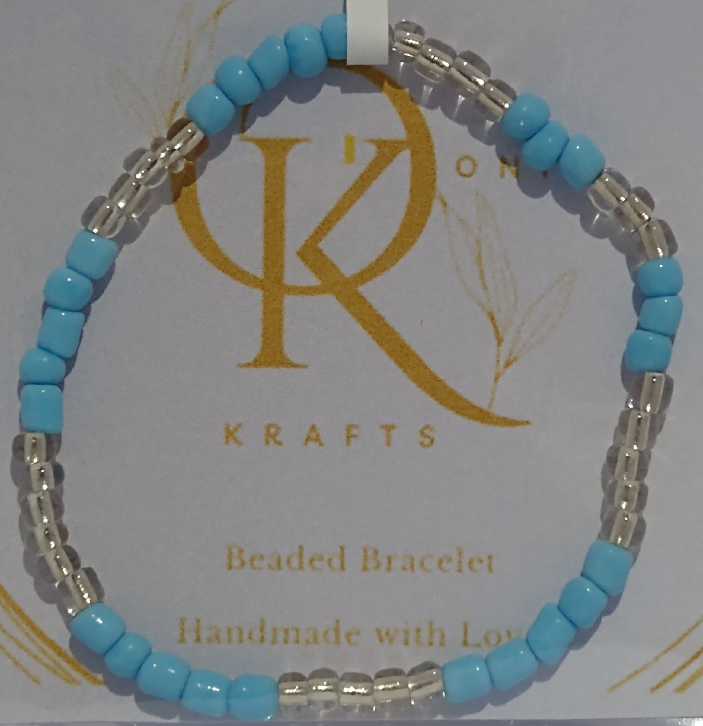 The Clear Blue Beaded Necklace w/ Bracelets (Set)