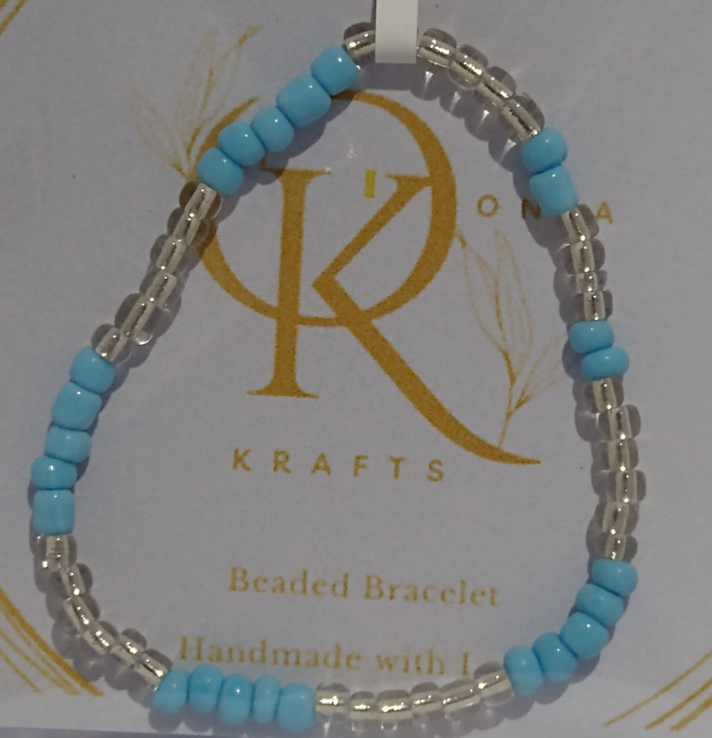 The Clear Blue Beaded Necklace w/ Bracelets (Set)
