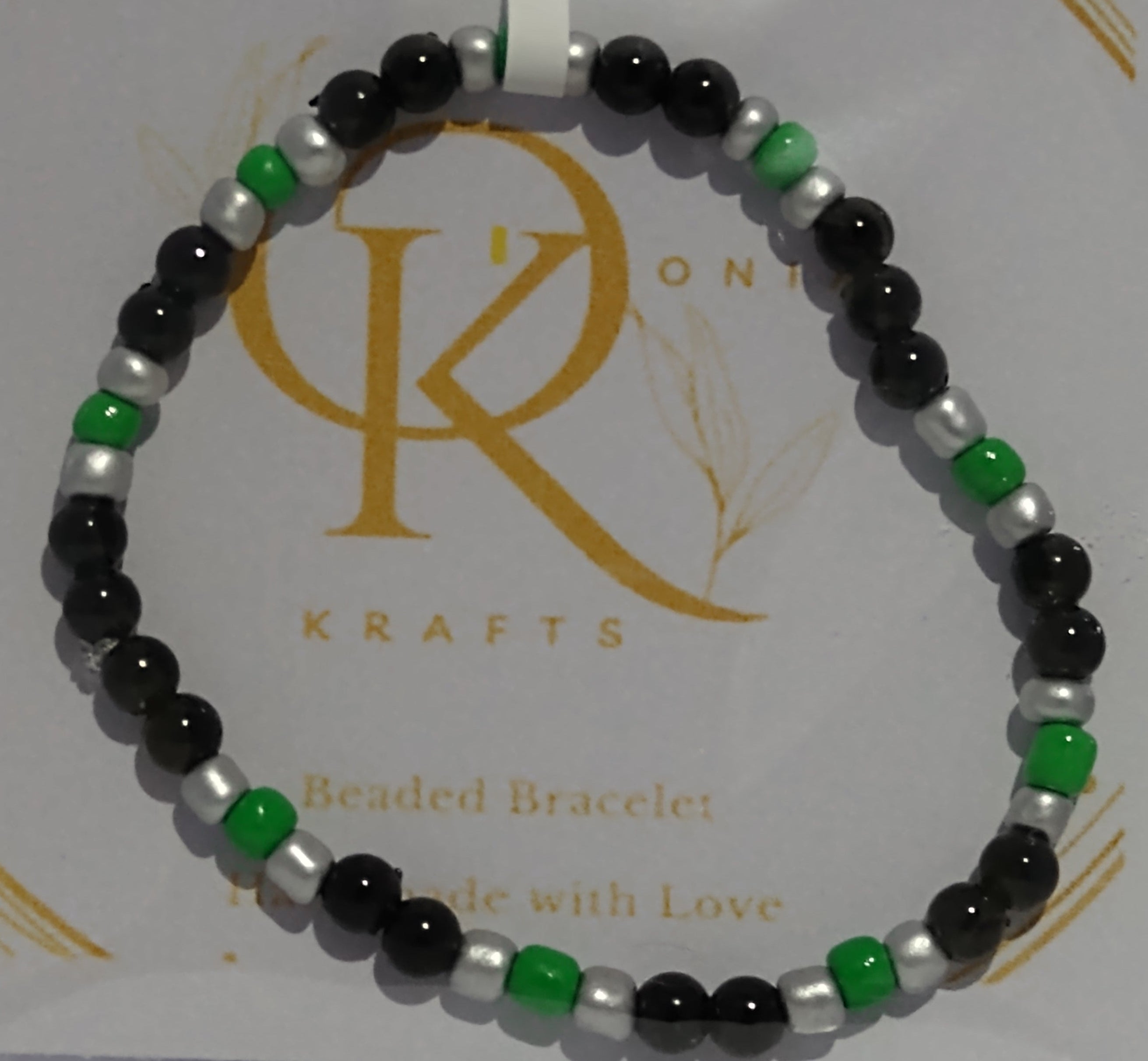The Green Flare, Imitation Pearl mix Beaded Bracelet (Pair)