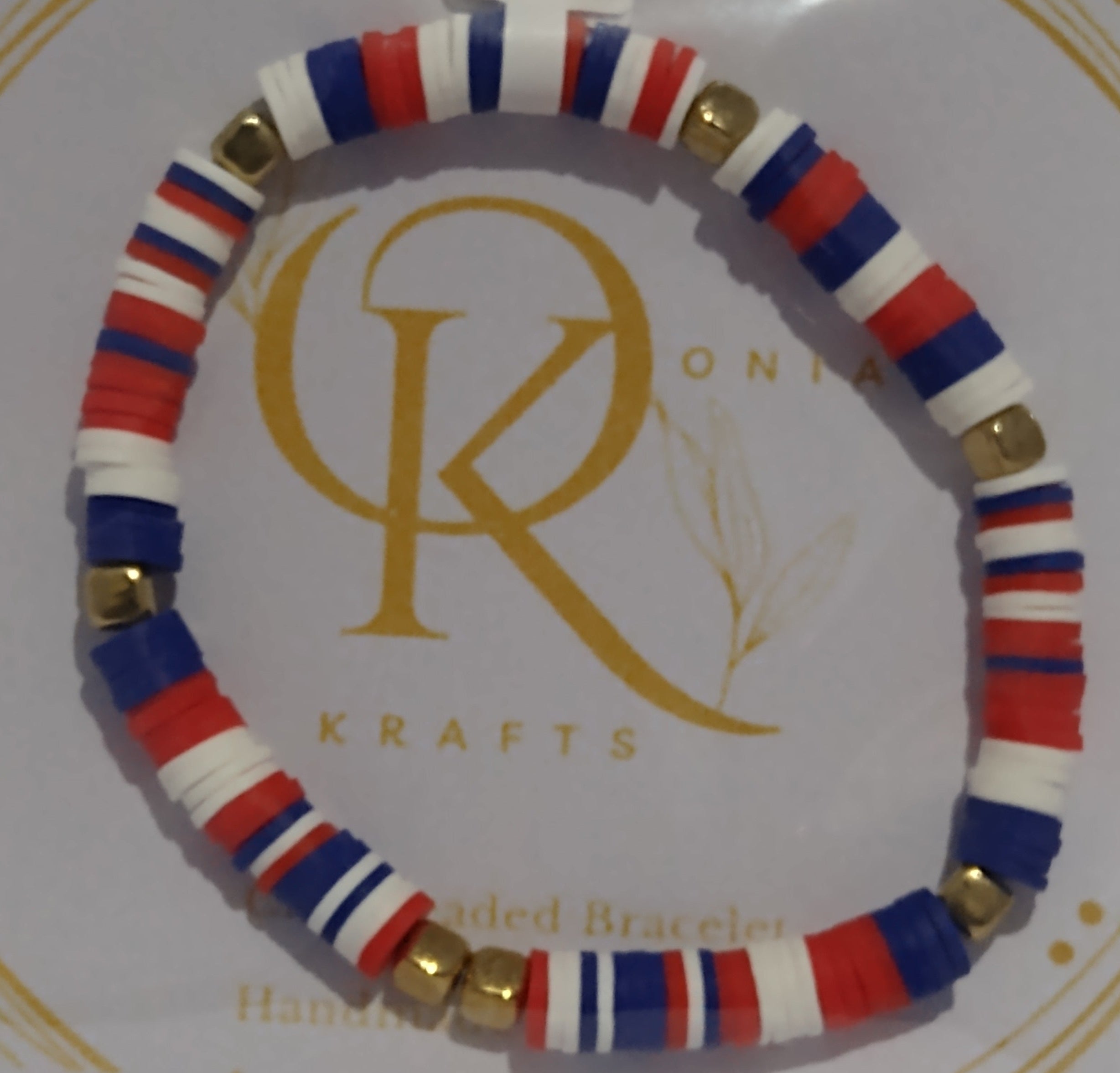 The Red, White n Blue Clay Beaded Bracelet (Single)