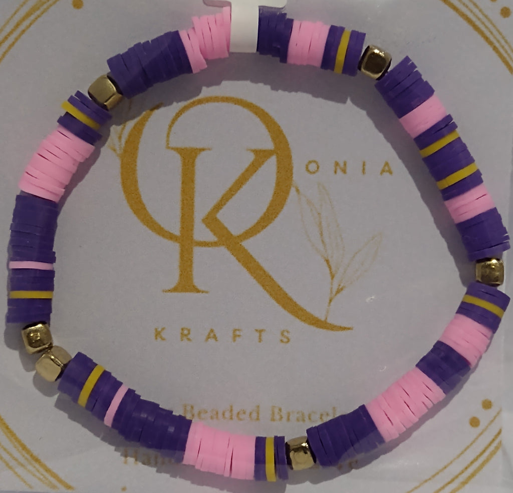 Purple Mix, Clay Beaded Bracelet (Single)