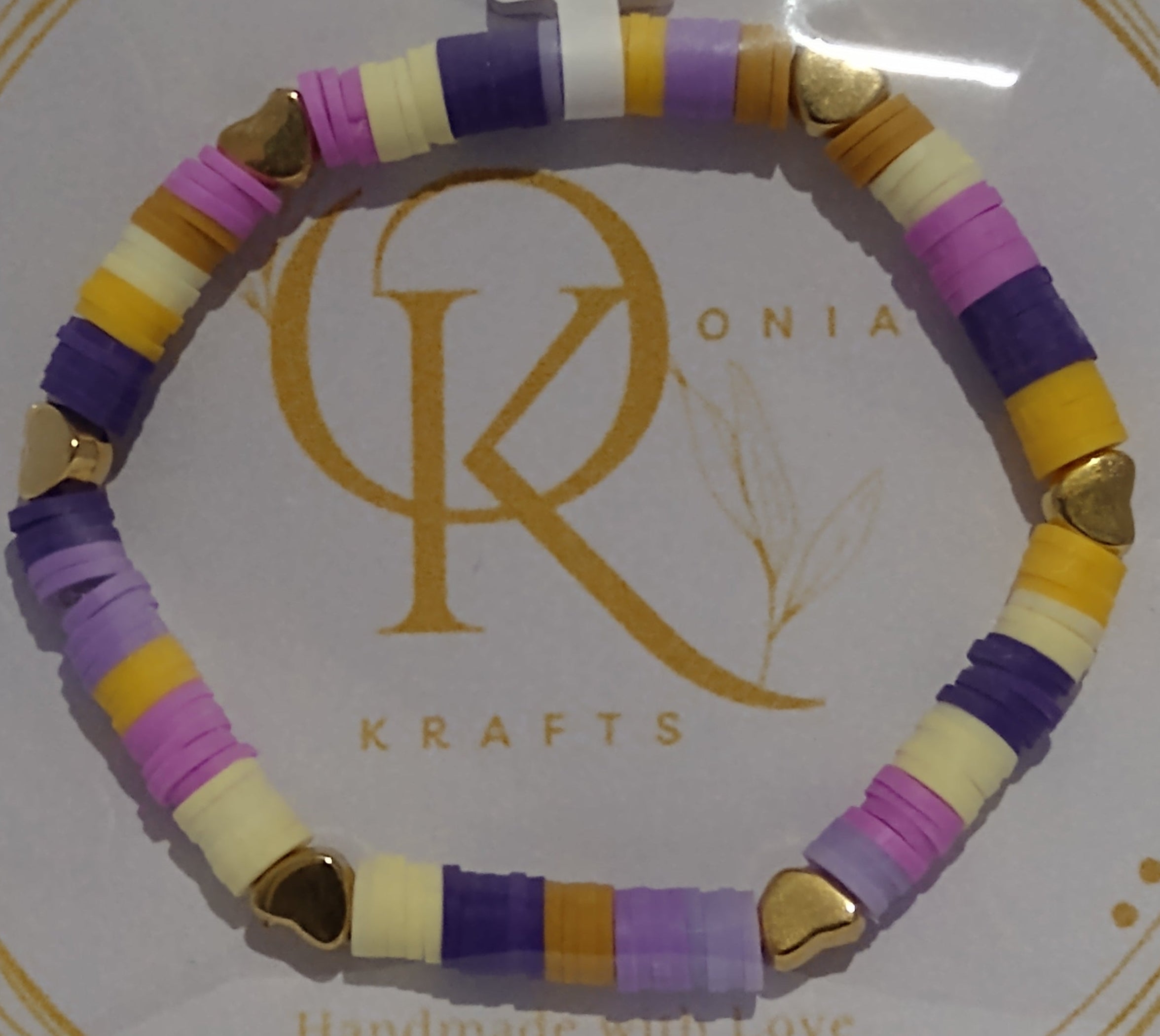 Purple Heart Craze, Clay Beaded Bracelet (Single)