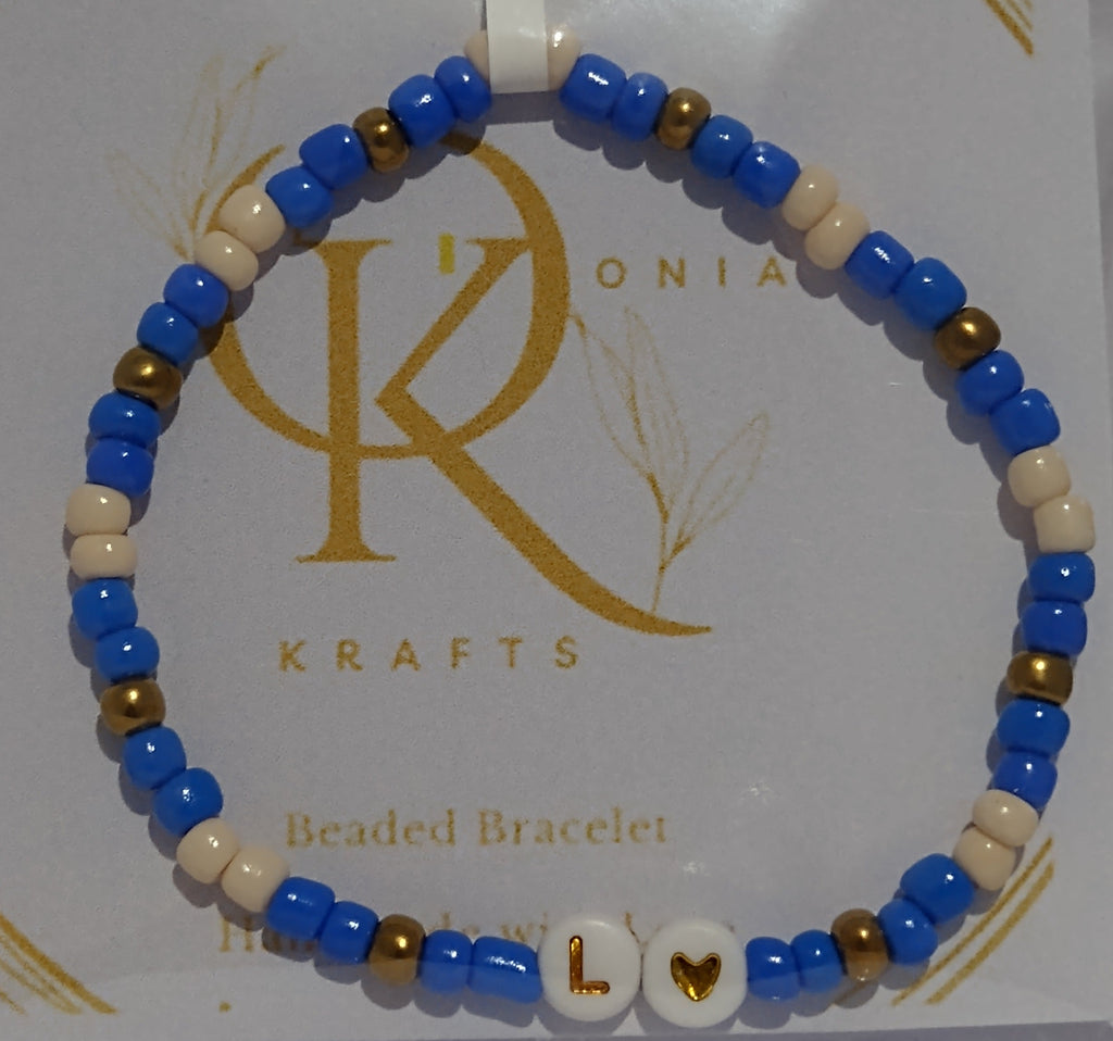 L-Love (Blue), Beaded Bracelet (Pair)