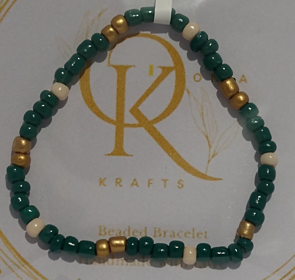 The Green One, Beaded Bracelet (Pair)