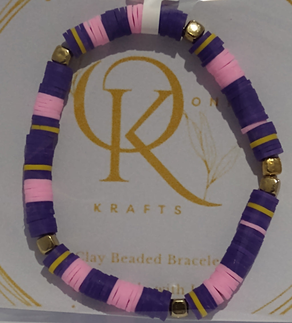 Purple Mix, Clay Beaded Bracelet (Single)