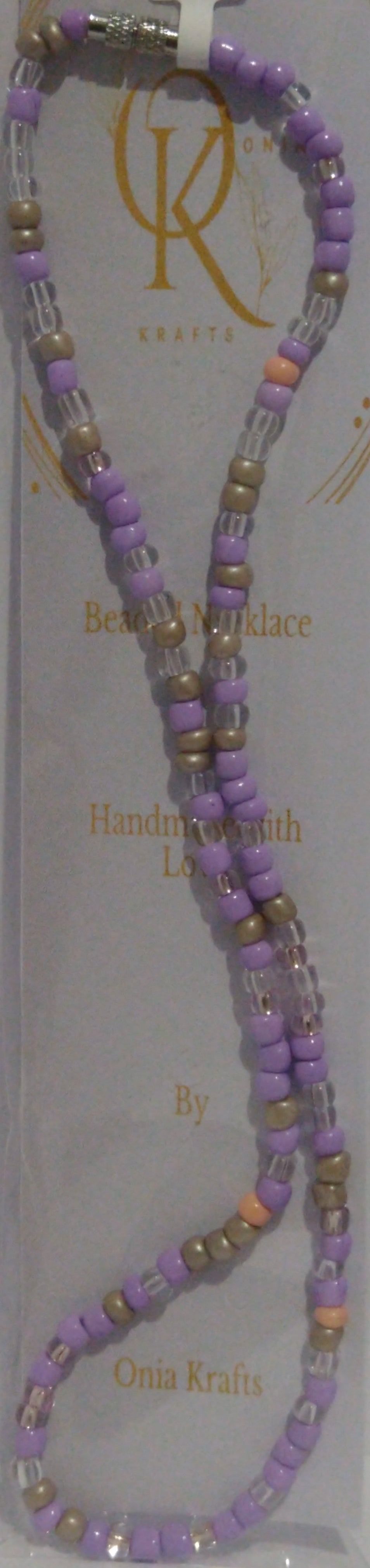 Lilac Passion Beaded Necklace w/ Bracelet (Set)