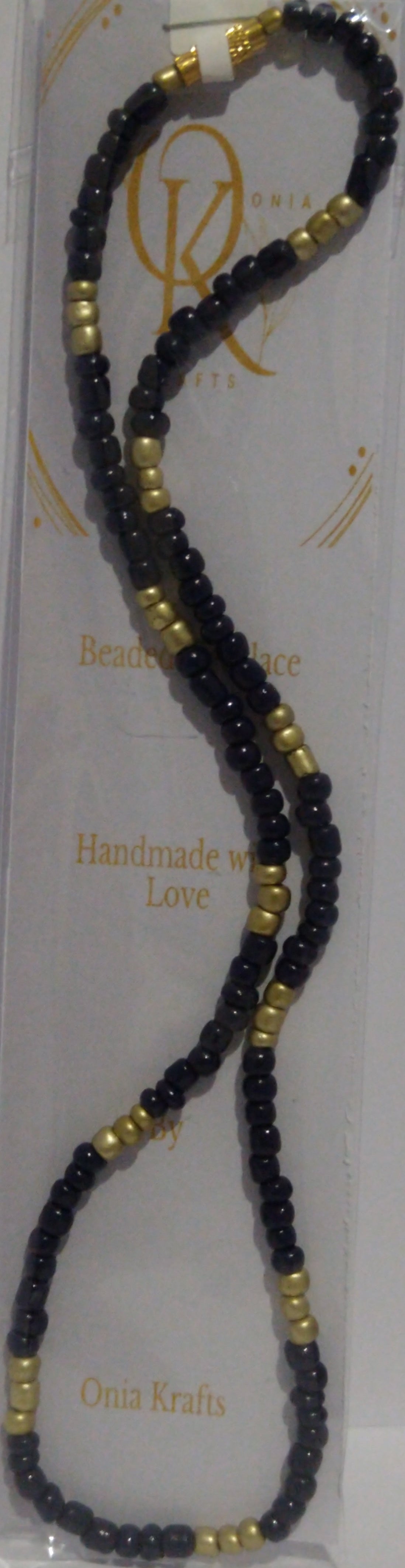 Dark Purple Bloom  Beaded Necklace (Single)