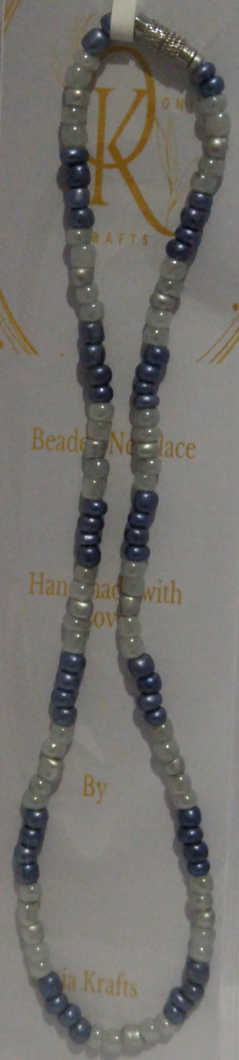 Silver n Blue Tone Beaded Necklace (Single)