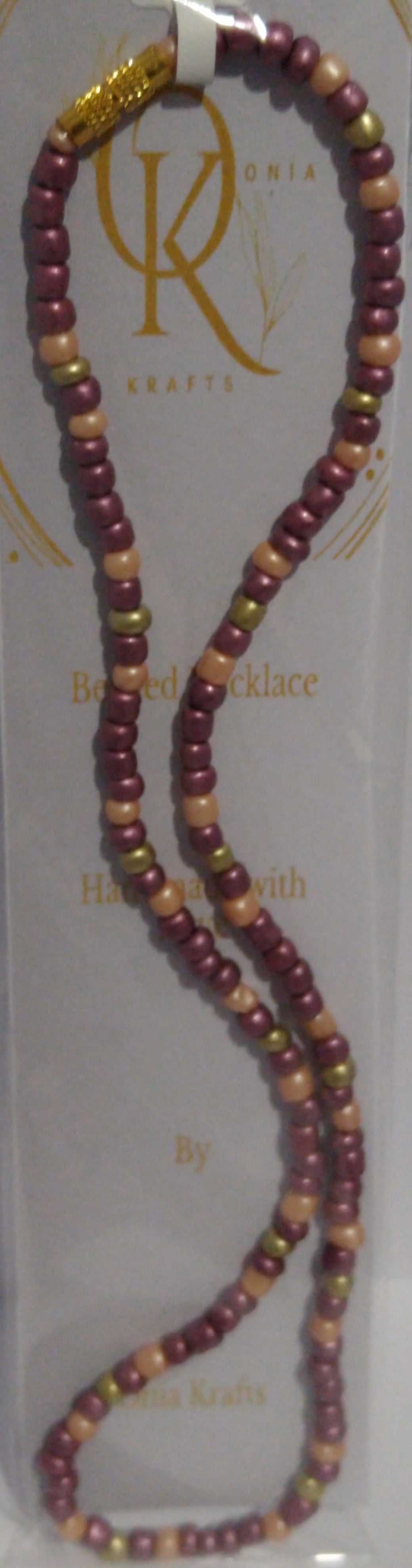 Dark Coral Beaded Necklace w/ Bracelet (Set)