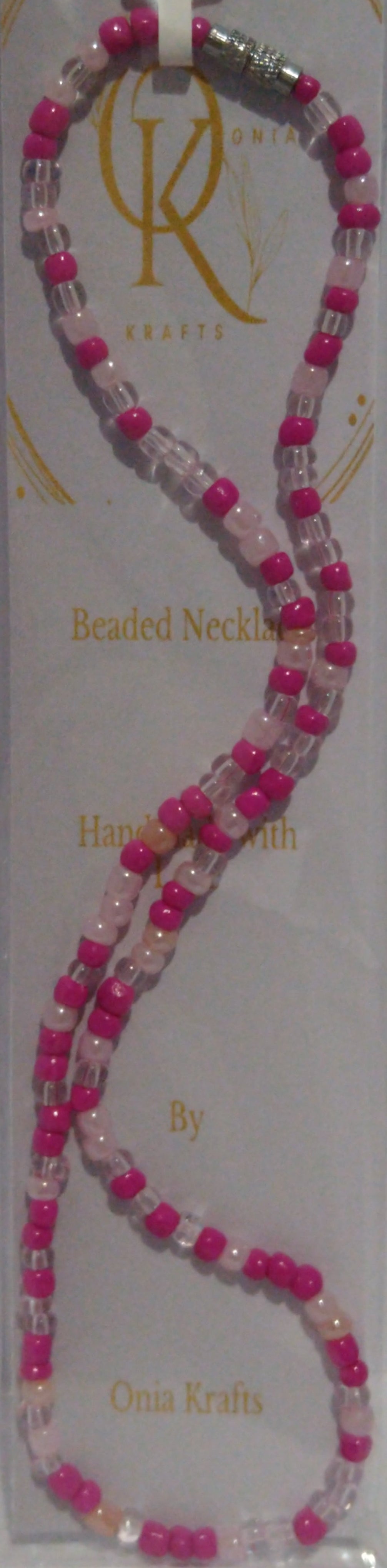 The Magenta Highlight Beaded Necklace (Single)