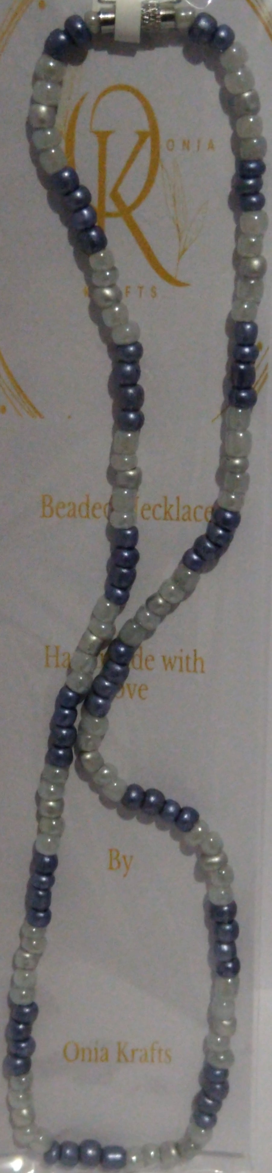 Silver n Blue Tone Beaded Necklace (Single)
