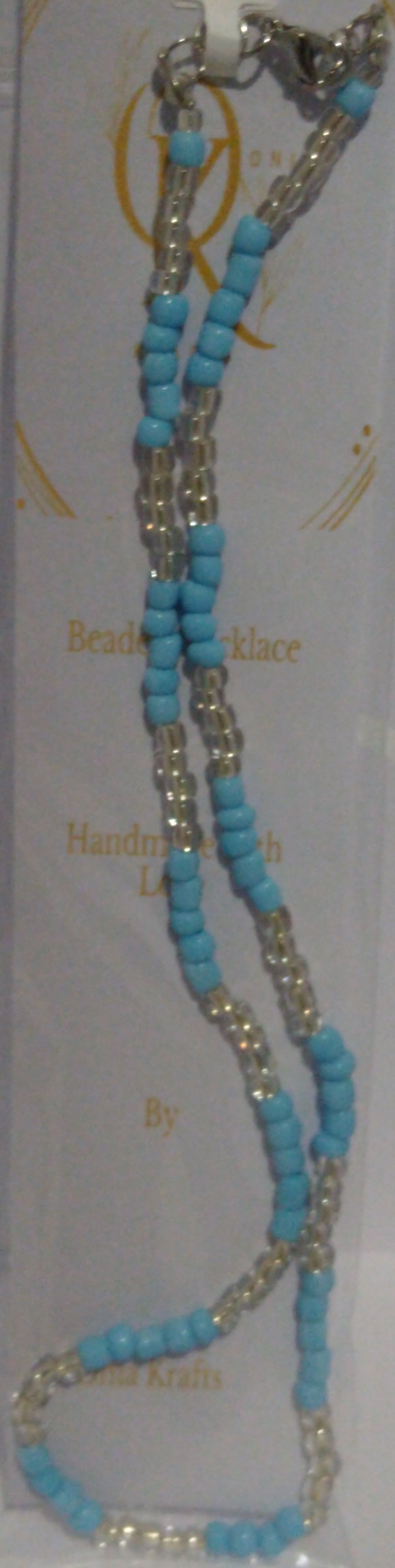 The Clear Blue Beaded Necklace w/ Bracelets (Set)