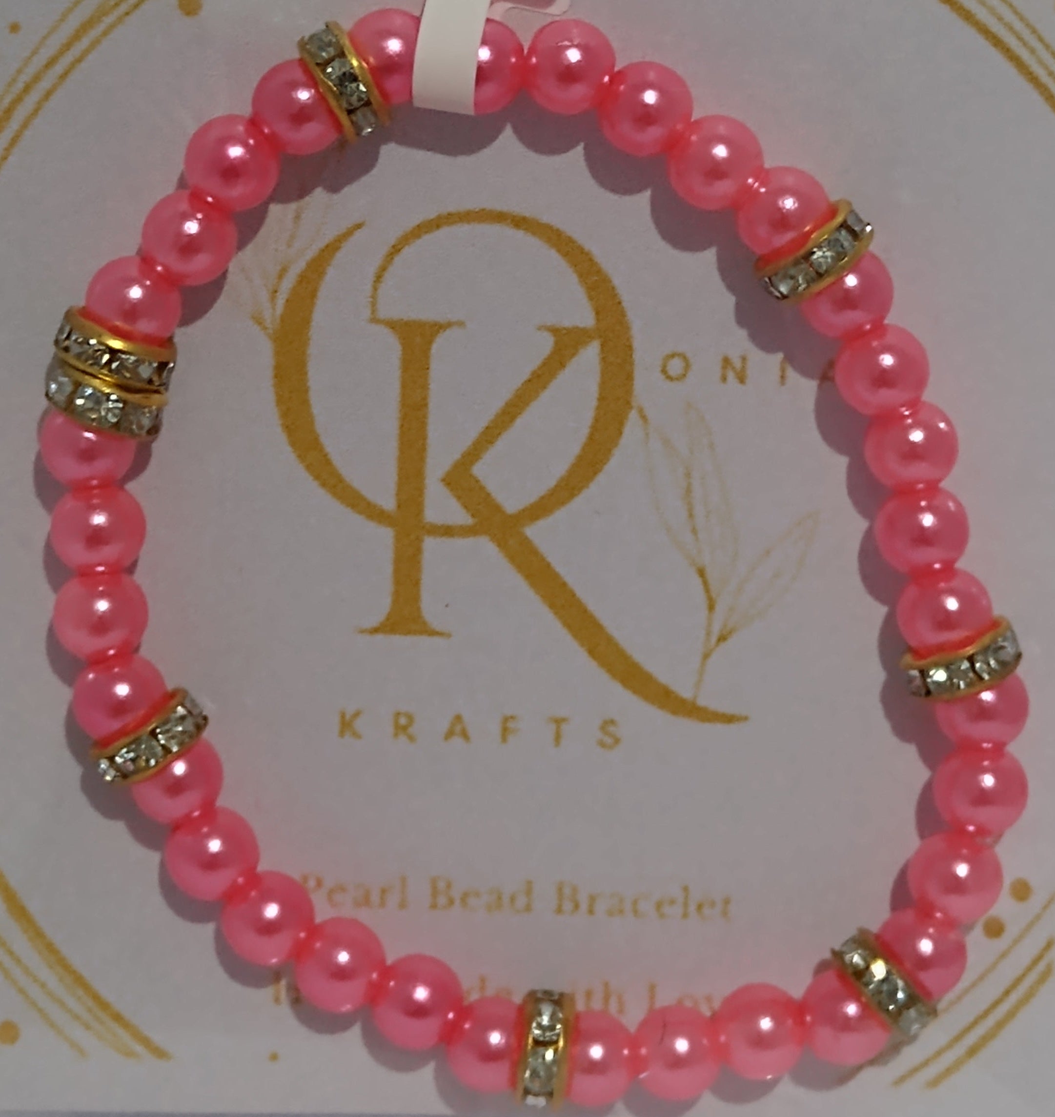 Imitation Pearl Beaded Bracelet: Hot Pink (Pair)