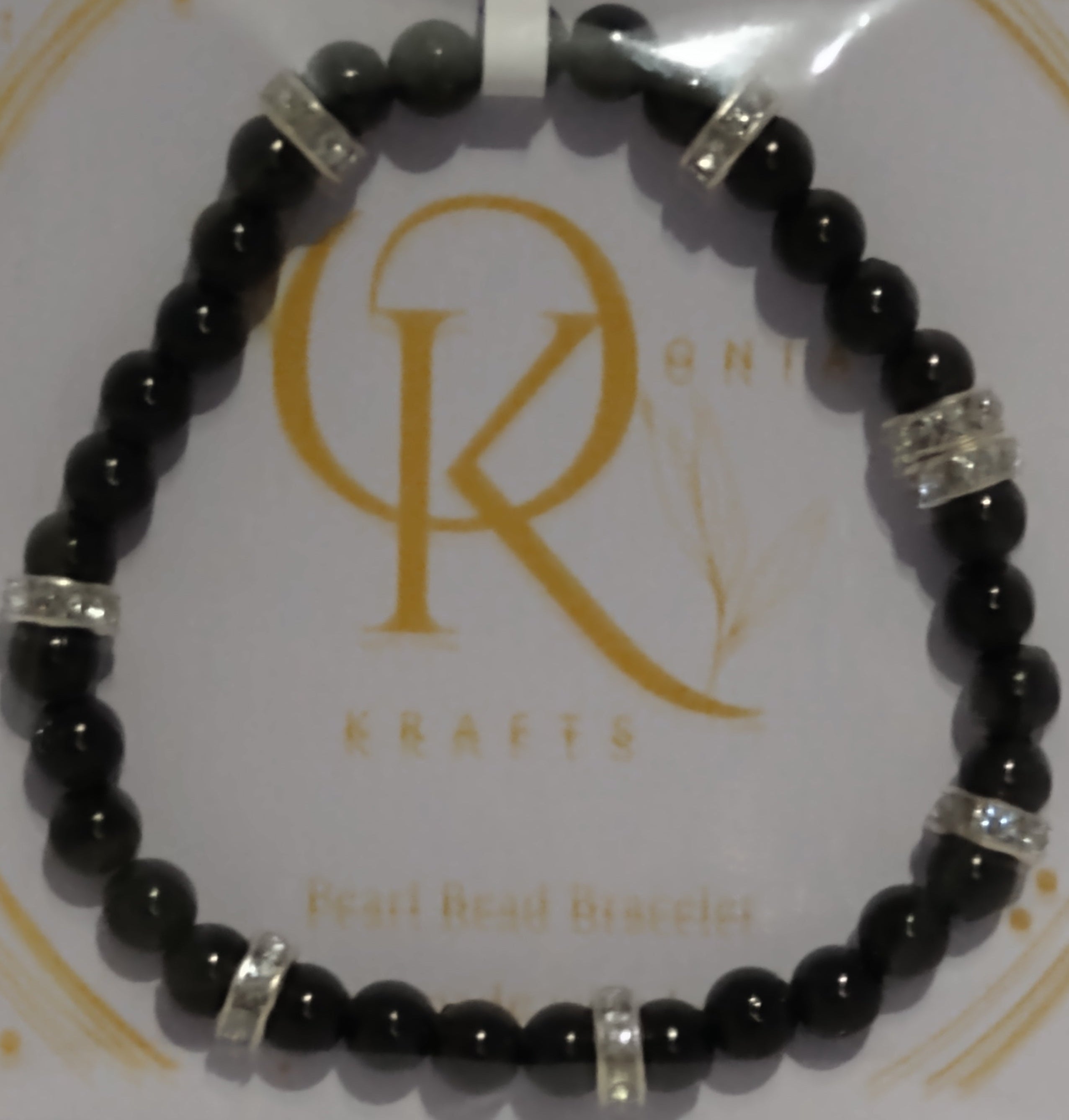 Imitation Pearl Beaded Bracelet: Black (Pair)