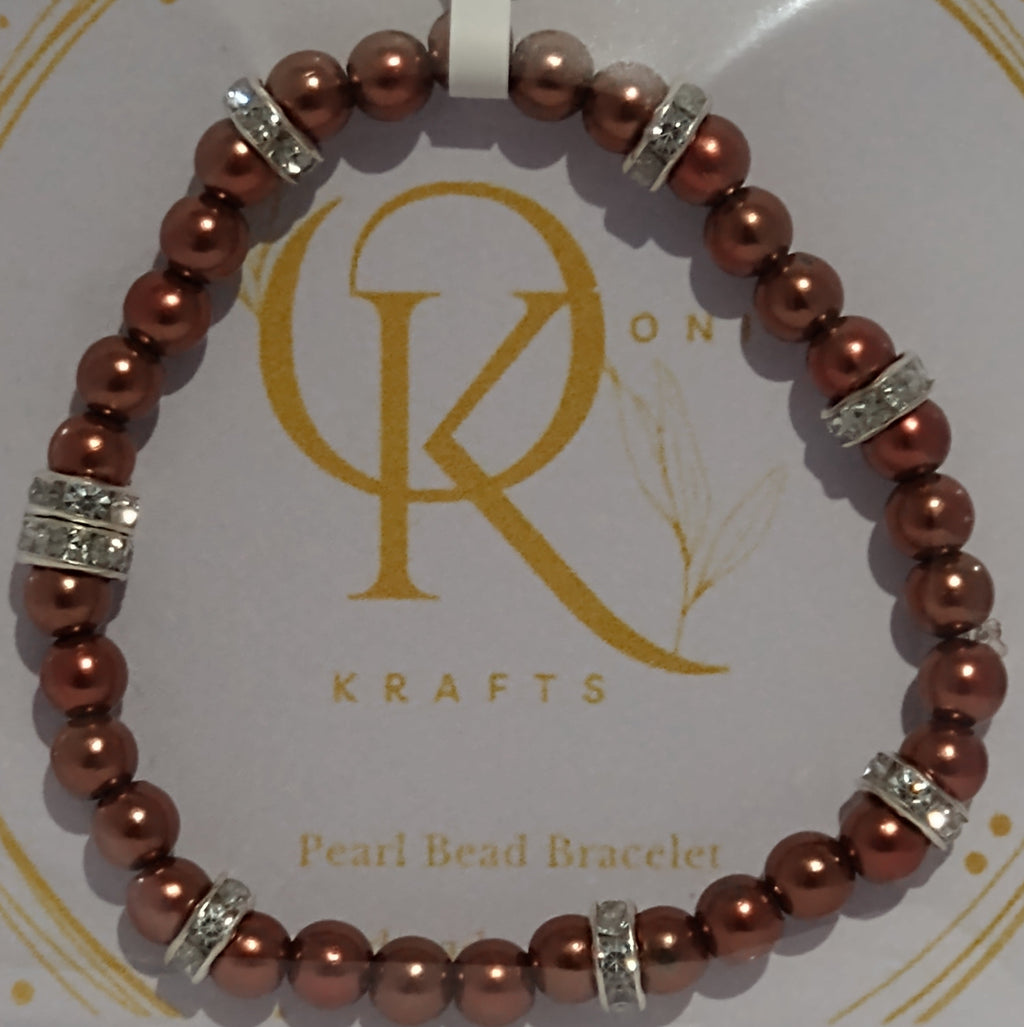 Imitation Pearl Beaded Bracelet: Brown (Pair)