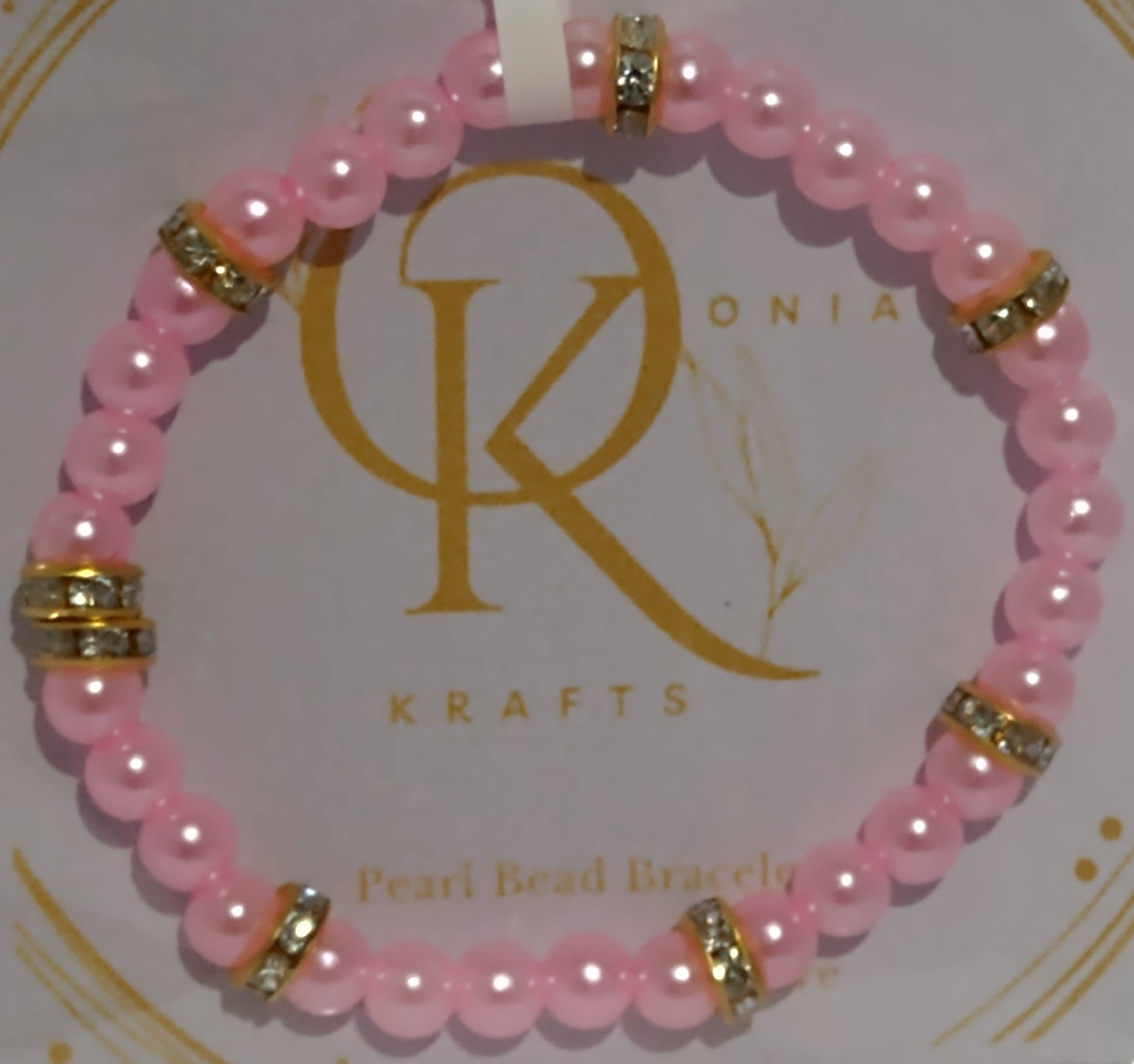 Imitation Pearl Beaded Bracelet: Baby Pink (Pair)