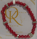 Imitation Pearl Beaded Bracelet: Red (Pair)