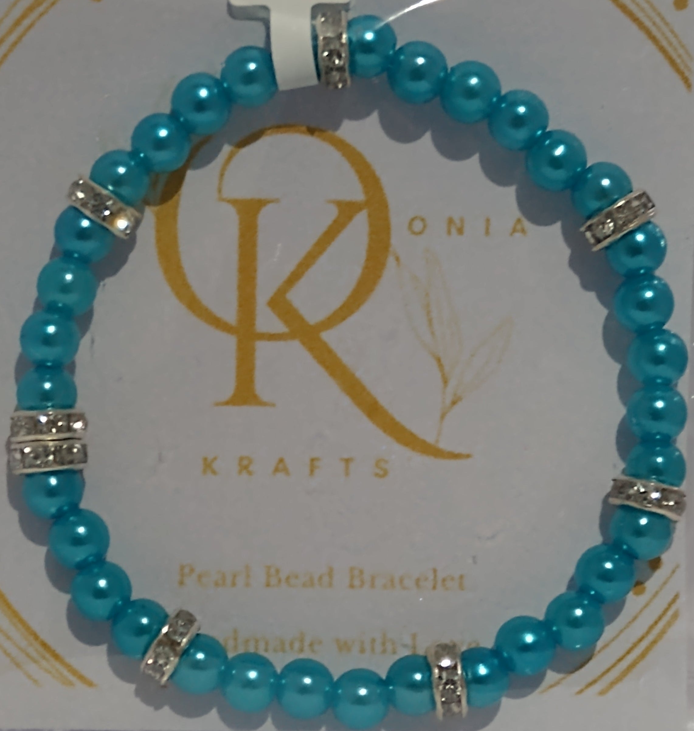 Imitation Pearl Beaded Bracelet: Bright Sky Blue (Pair)