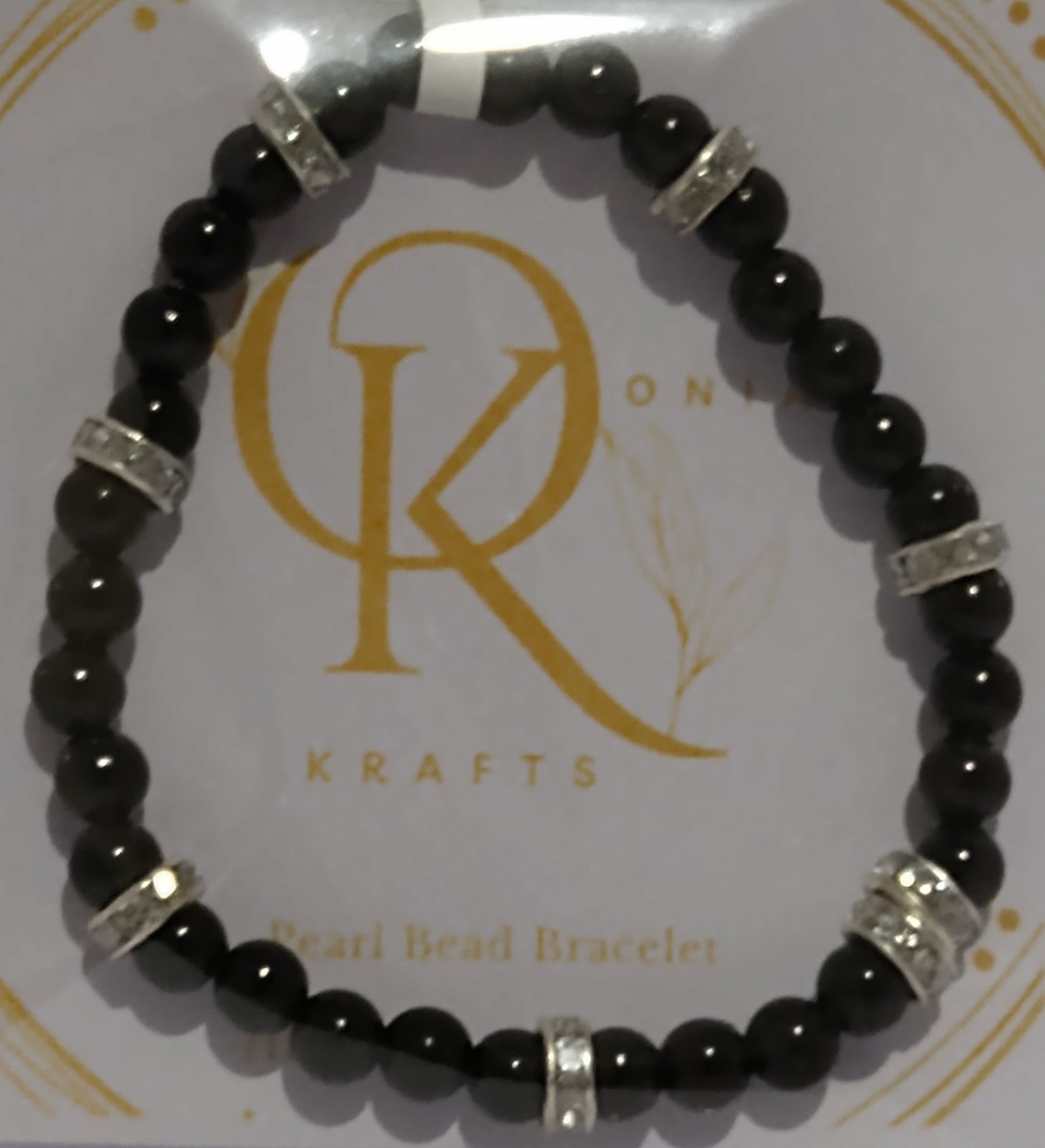 Imitation Pearl Beaded Bracelet: Black (Pair)