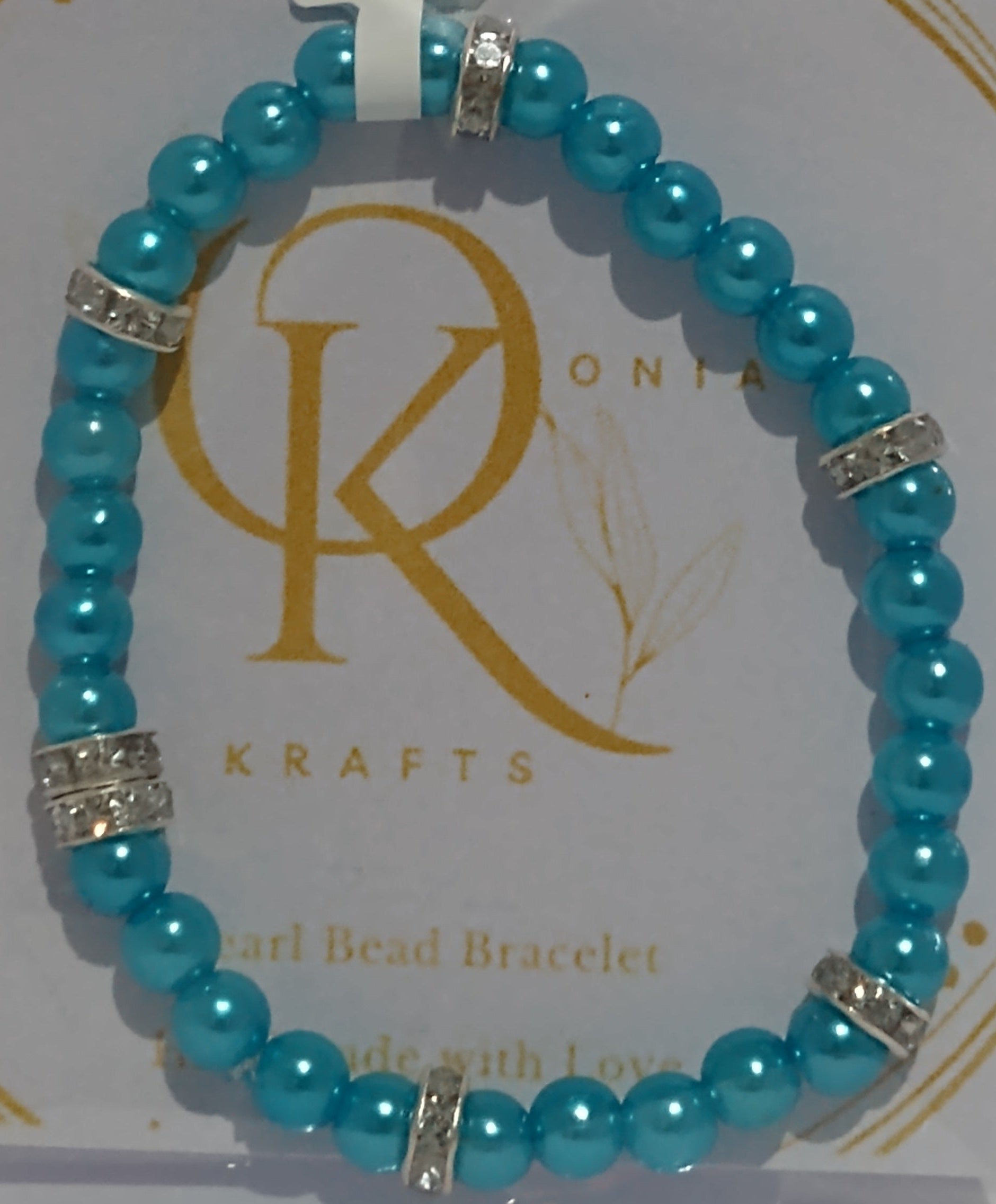 Imitation Pearl Beaded Bracelet: Bright Sky Blue (Pair)