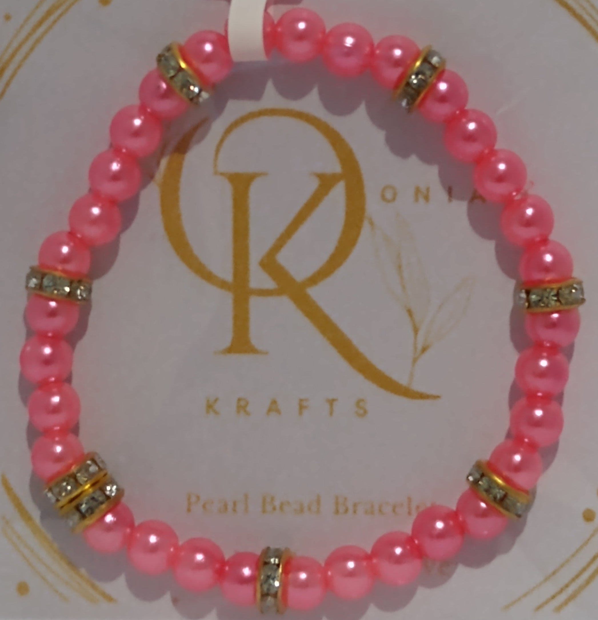 Imitation Pearl Beaded Bracelet: Hot Pink (Pair)
