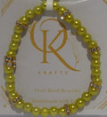 Imitation Pearl Beaded Bracelet: Lime Green (Pair)