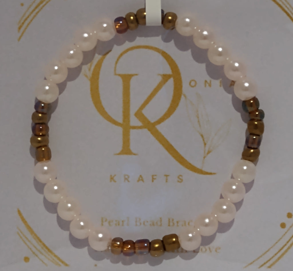 Multi-coloured Pearl Beaded Bracelet: w/Shell Charm  (Pair)
