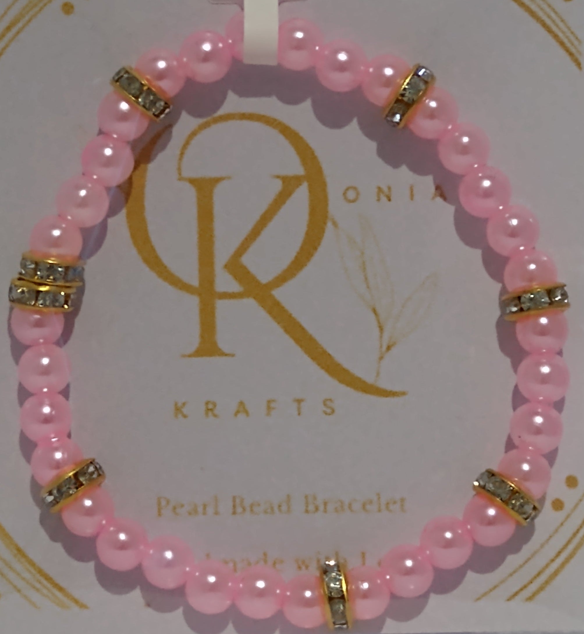 Imitation Pearl Beaded Bracelet: Baby Pink (Pair)