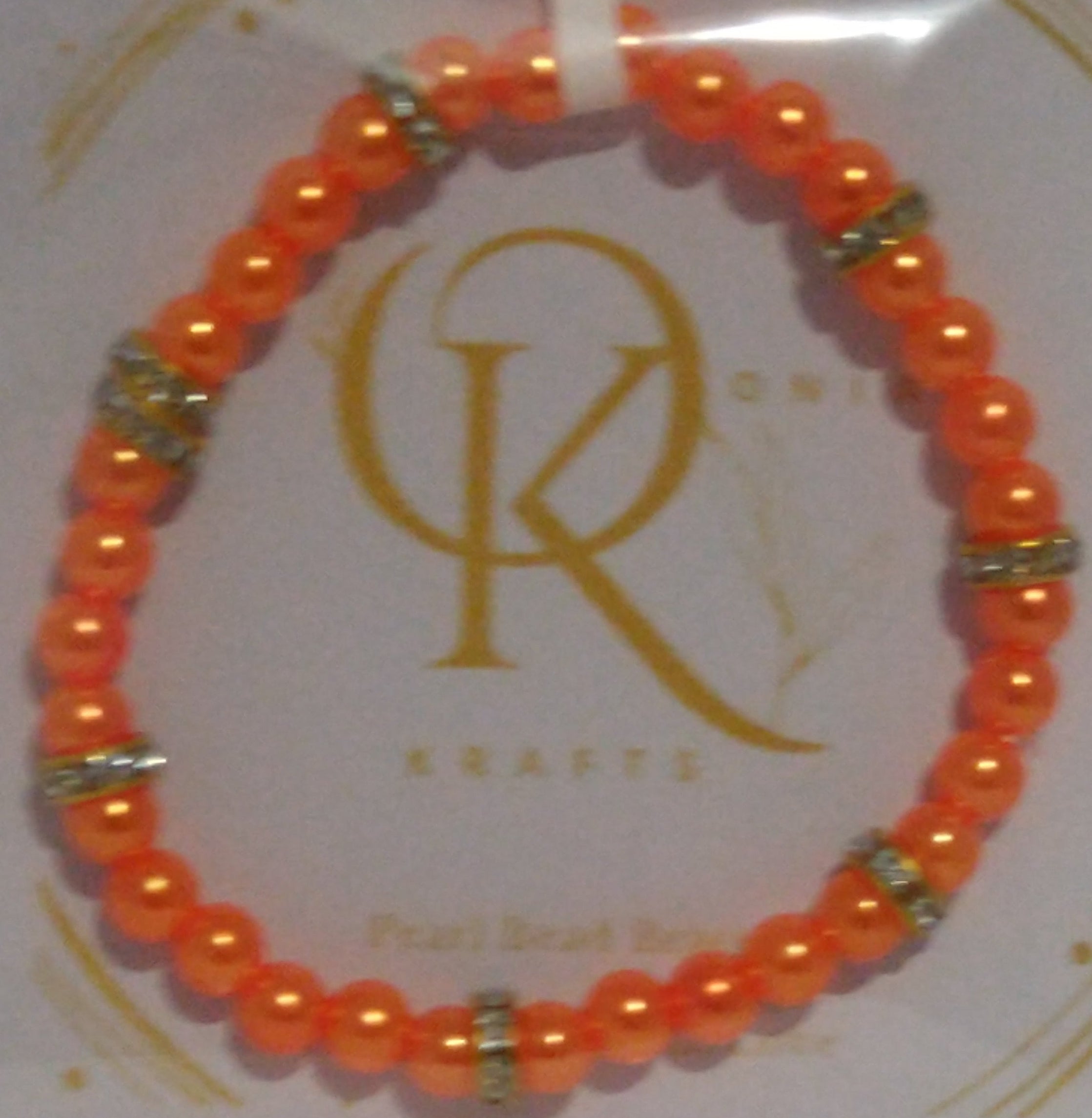 Imitation Pearl Beaded Bracelet: Orange (Pair)