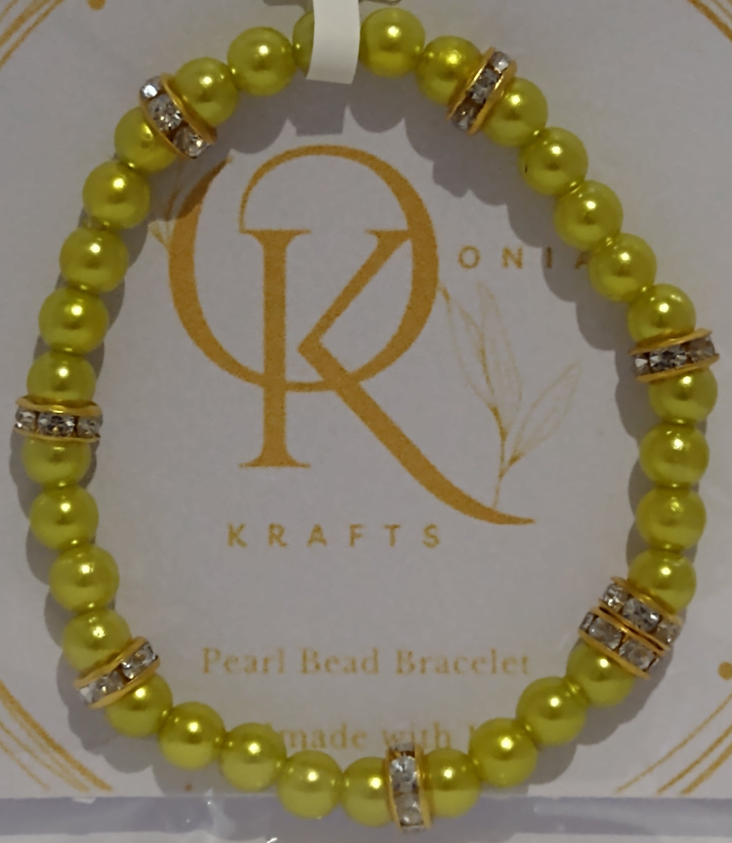 Imitation Pearl Beaded Bracelet: Lime Green (Pair)