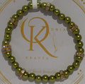 Imitation Pearl Beaded Bracelet: Dark Pistachio Green (Pair)