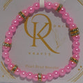 Imitation Pearl Beaded Bracelet: Flamingo Pink (Pair)