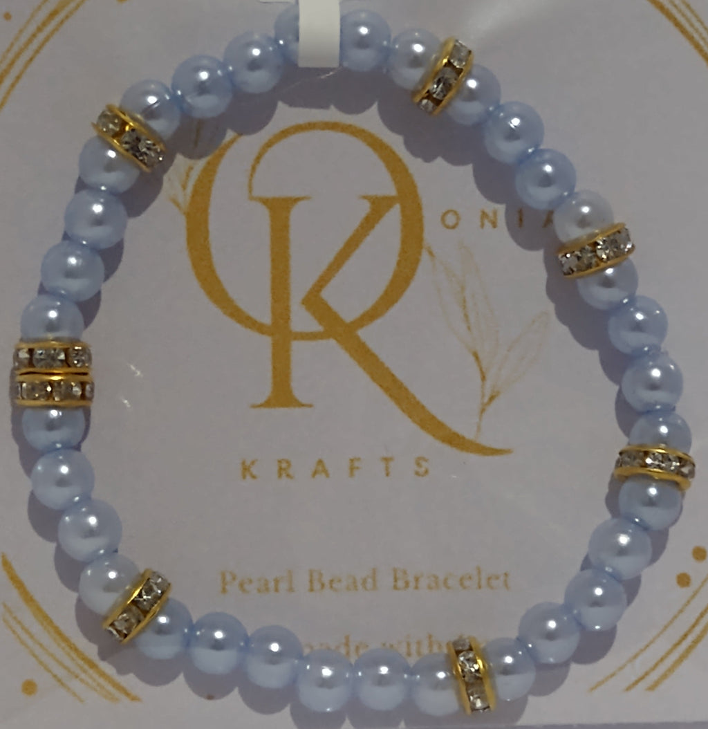 Imitation Pearl Beaded Bracelet: Baby Blue (Pair)