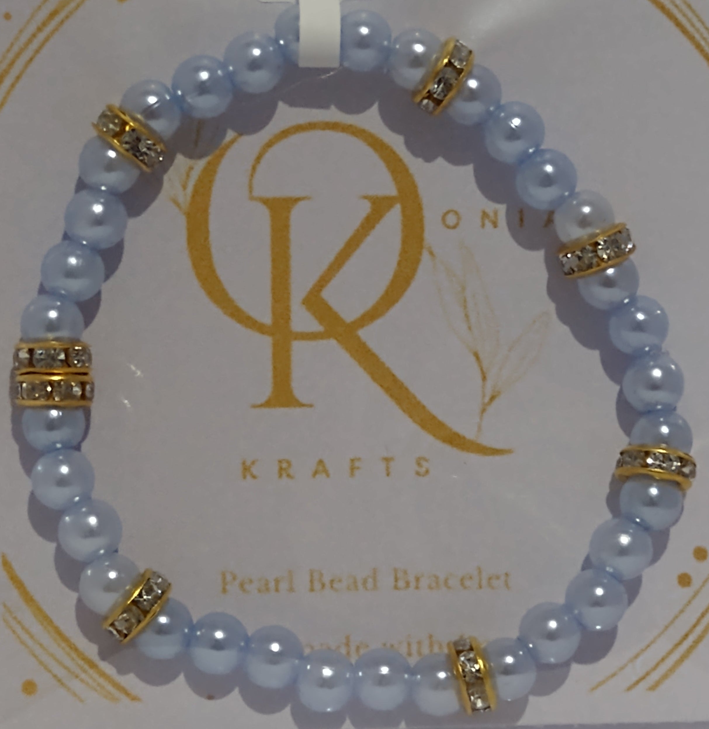 Imitation Pearl Beaded Bracelet: Baby Blue (Pair)