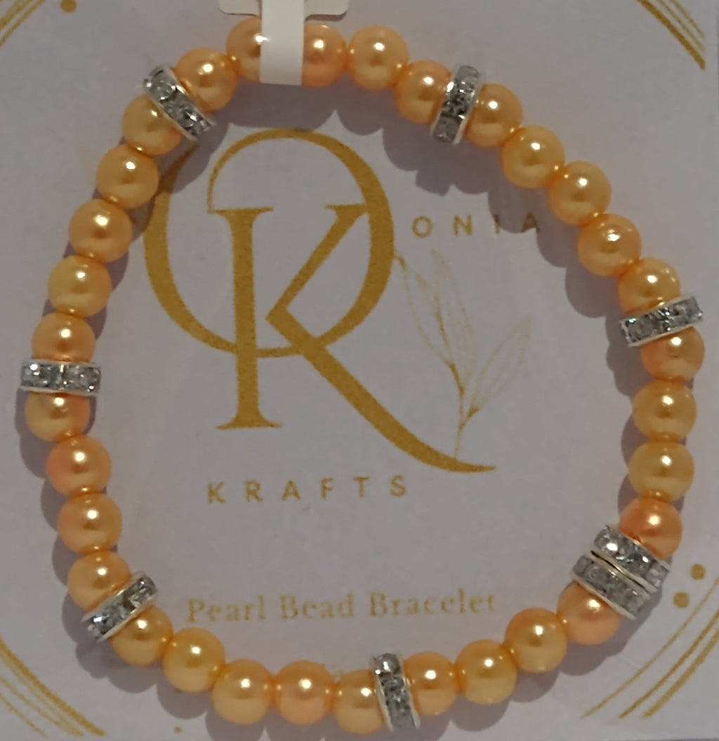 Imitation Pearl Beaded Bracelet: Light Orange (Pair)