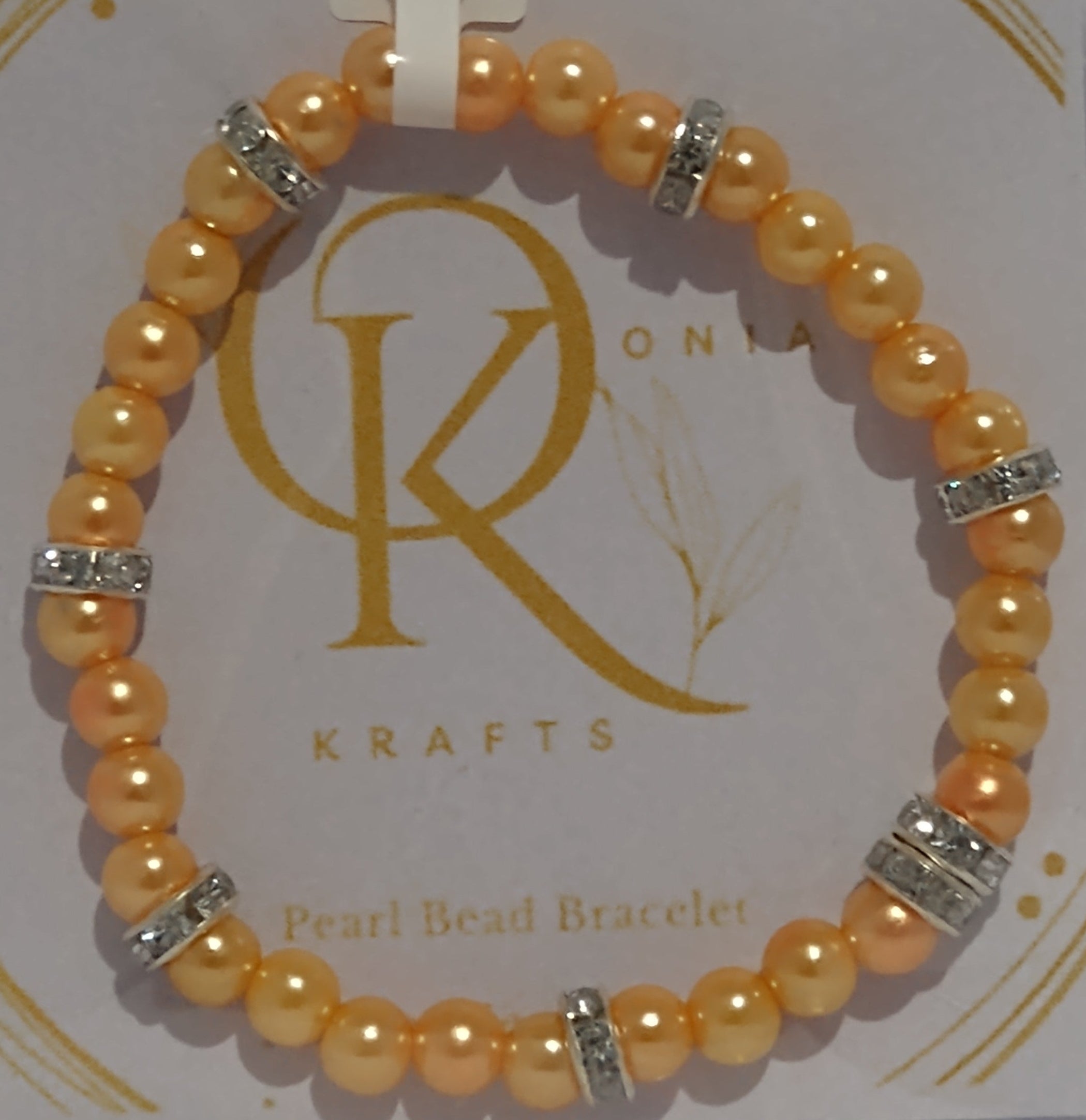 Imitation Pearl Beaded Bracelet: Light Orange (Pair)