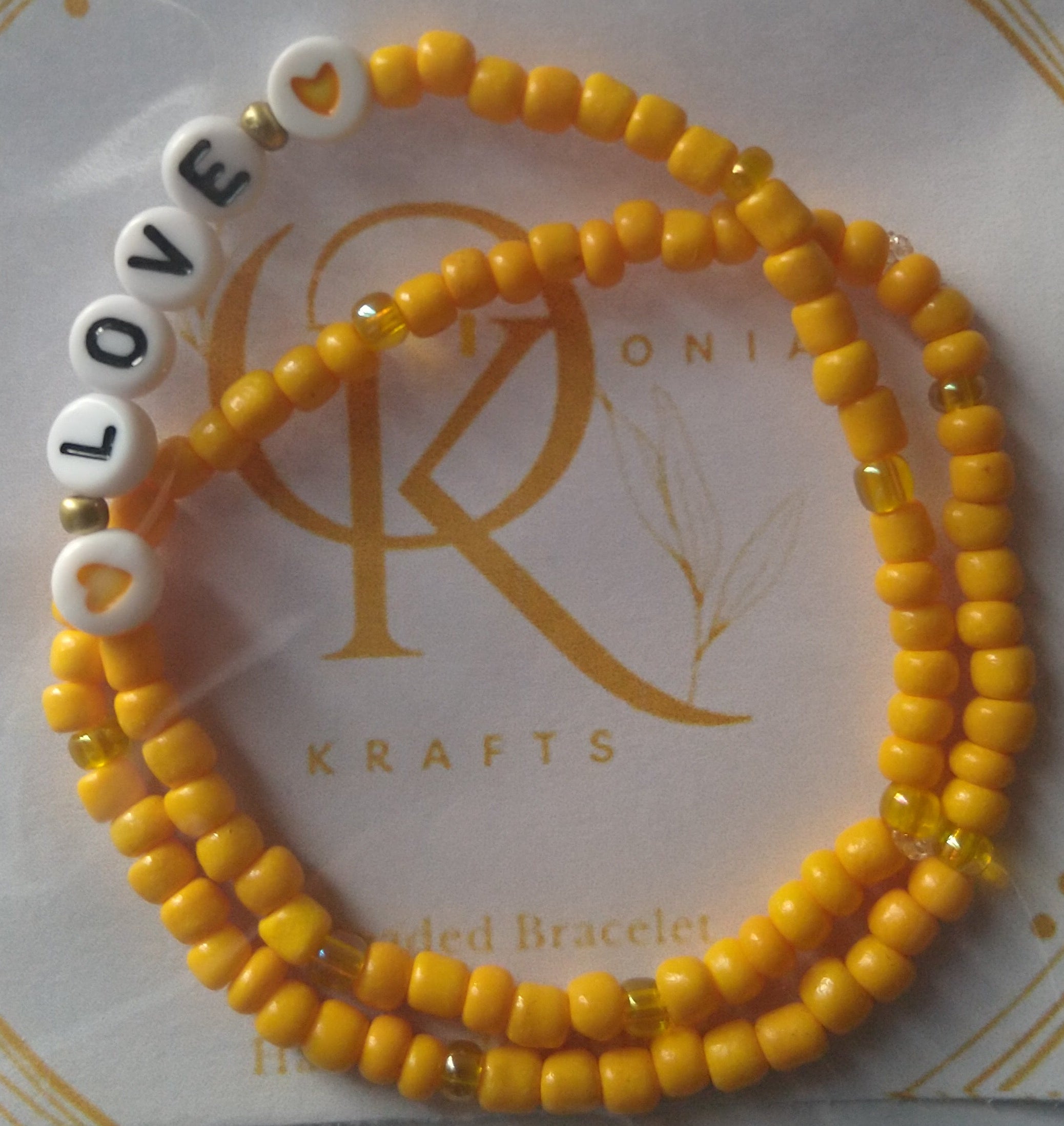 Love (Yellow) Beaded Bracelet (Pair)