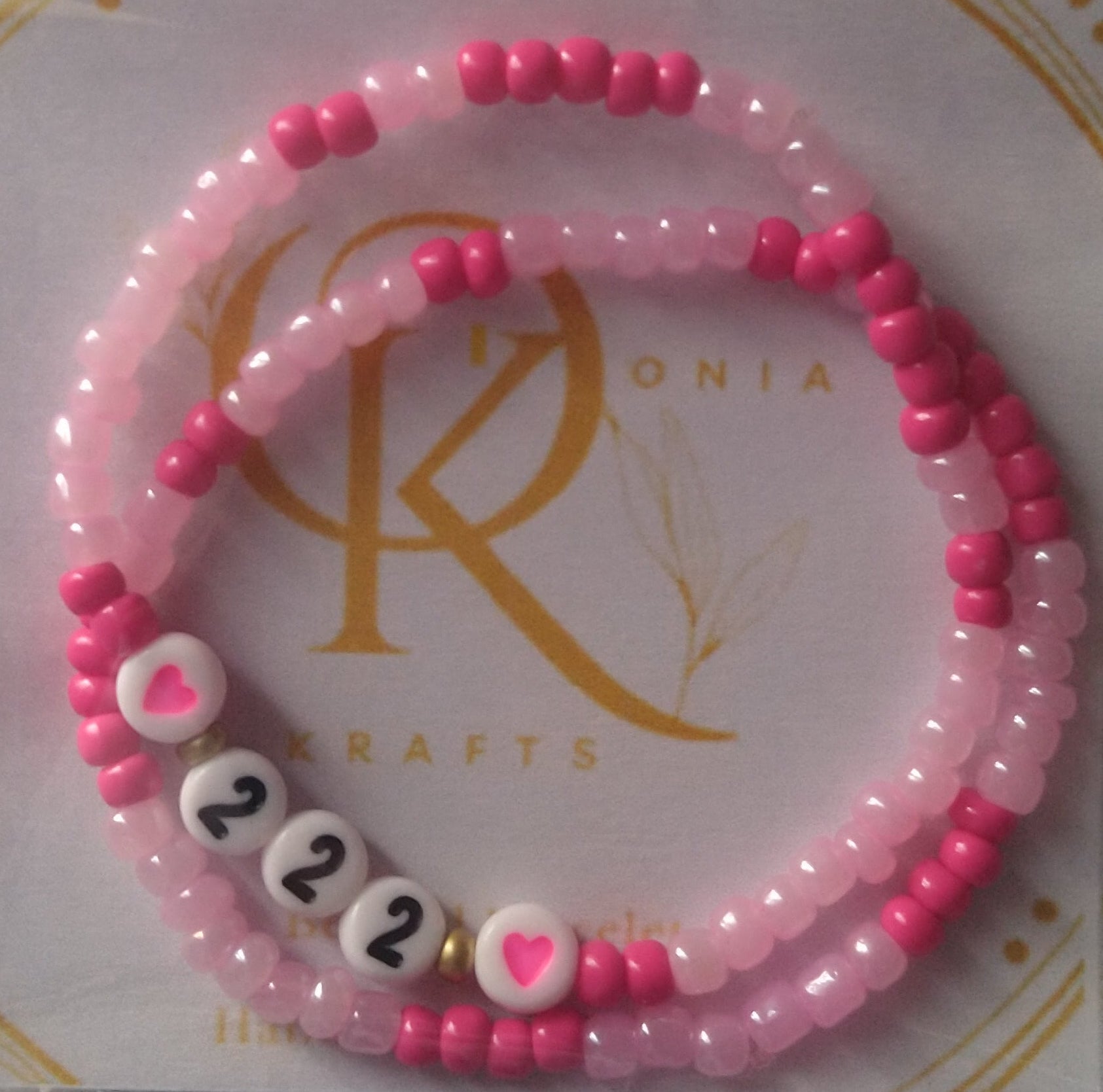 Beaded Bracelet (222) Pink n Magenta (Pair)