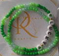 Worded, Lucky (Green) Beaded Bracelet (Pair)