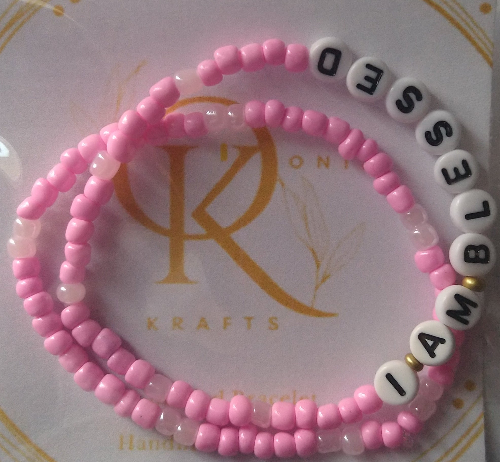 I Am Blessed (Pink) Beaded Bracelet (Pair)